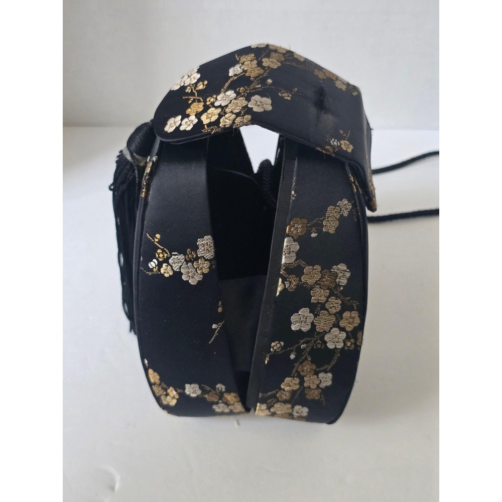 NWT Vintage Chinese Brocade Evening Bag Black & Gold with Tassel (Minor Defect) - Picture 8 of 10